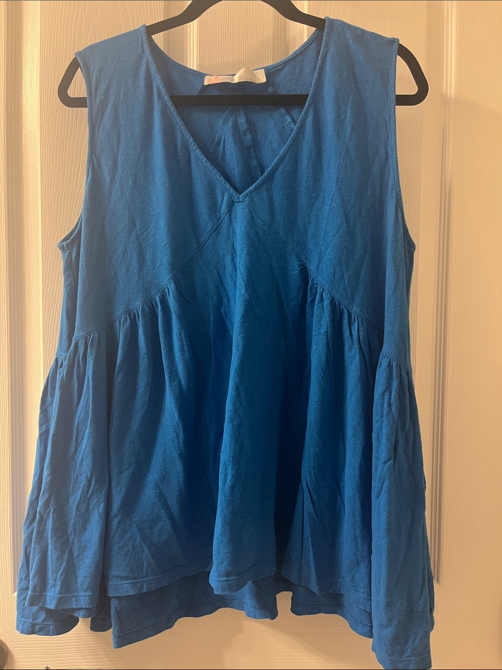 Free People Vibrant Blue Sleeveless V-Neck Tunic/Mini Dress